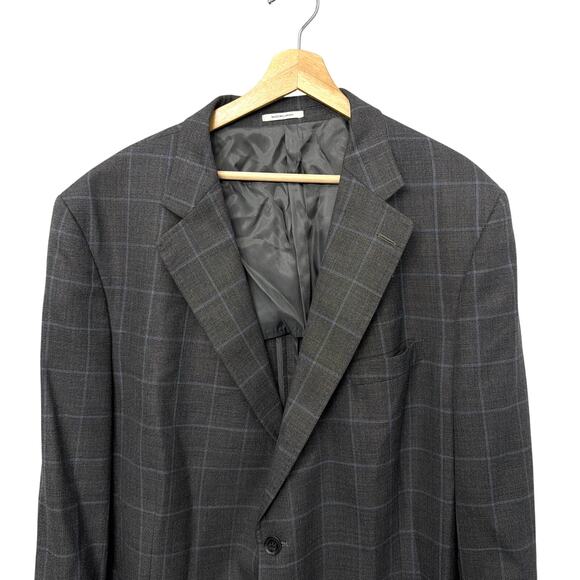 Peter Millar Blazer 50T Wool Unstructured Windowpane Gray Blue Sport Coat - Picture 6 of 12